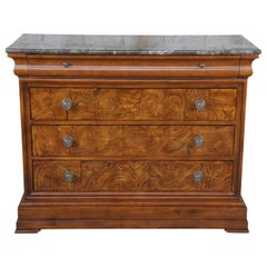Used Ethan Allen Louis Philippe Cherry & Ash Burl Townhouse Marble Chest Console 