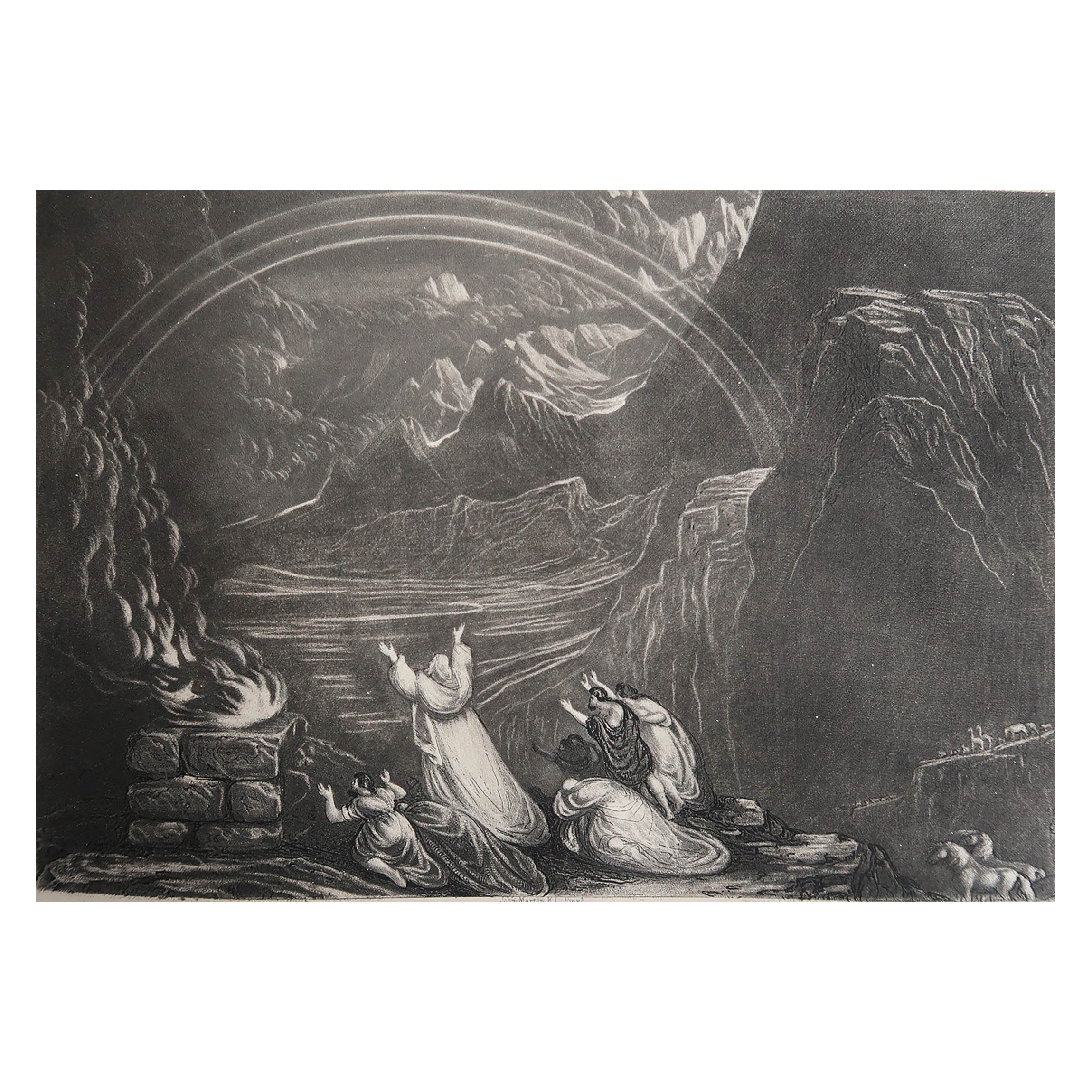 Mezzotint by John Martin, Noah Offering Sacrifices, Sangster, circa 1850 For Sale