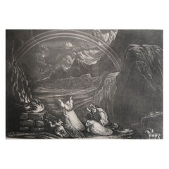 Mezzotint de John Martin, Noah Offering Sacrifices, Sangster, datant d'environ 1850