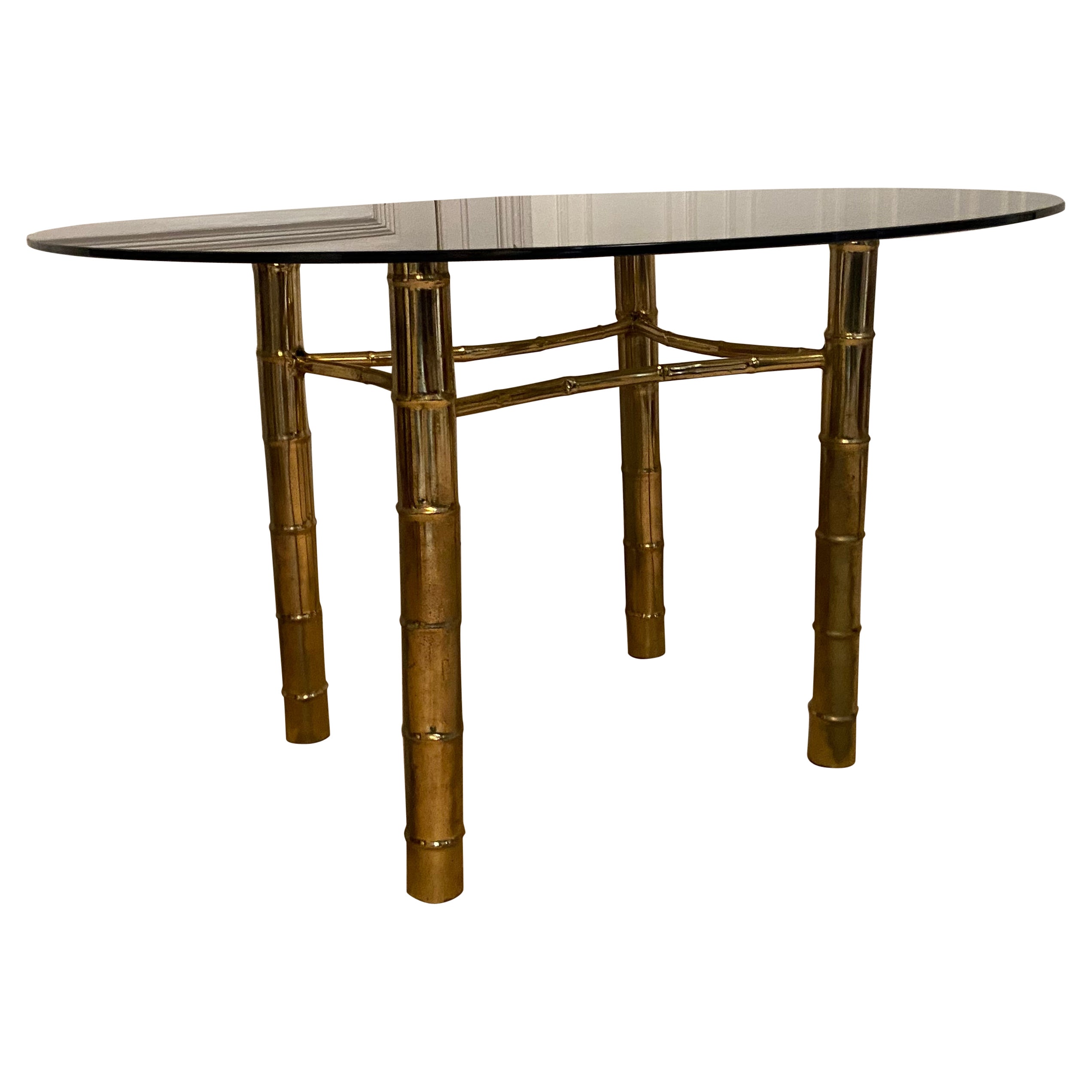 Dining Table, Faux Golden Bamboo, 1970s For Sale