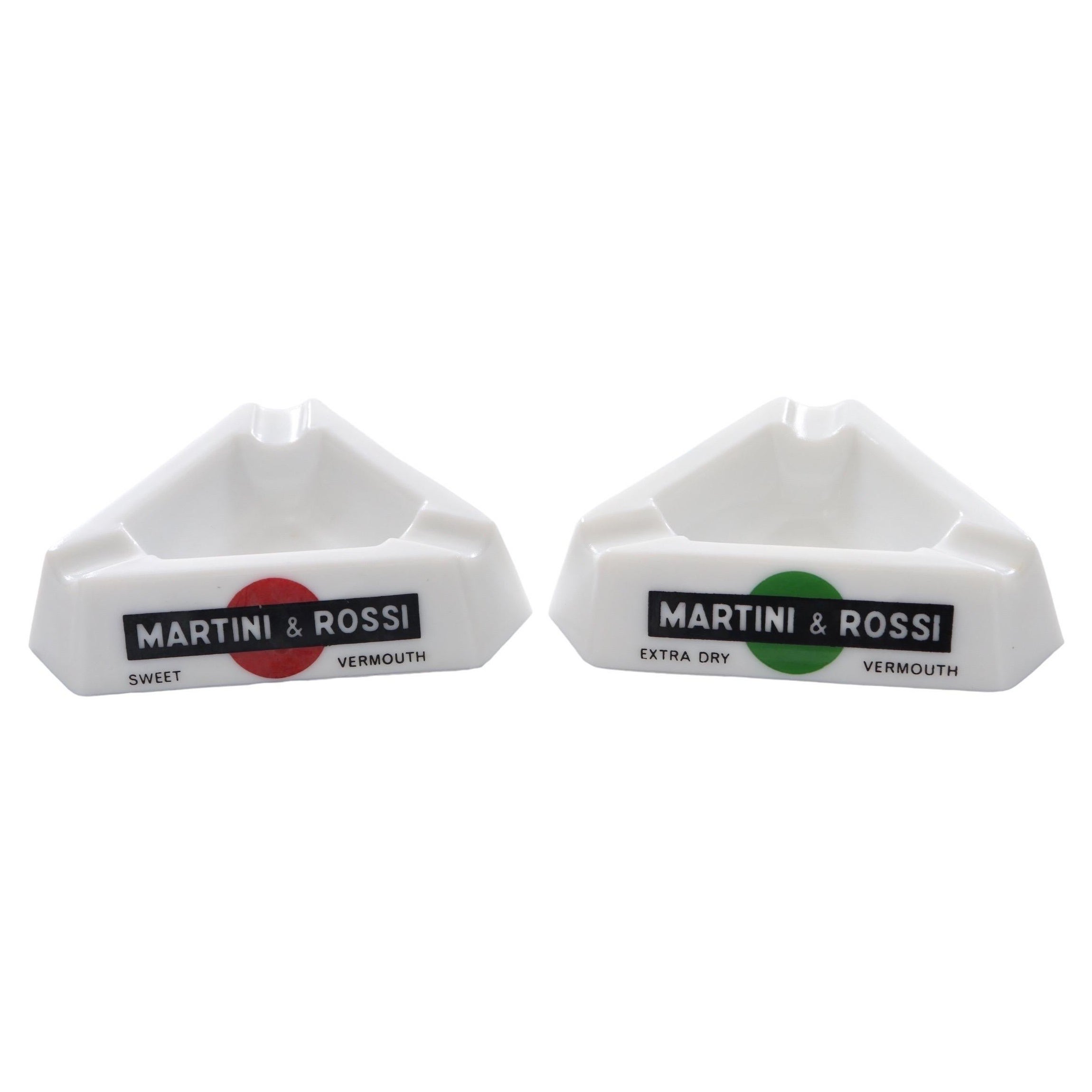 Martini & Rossi French Opalex Ashtrays, a Pair For Sale