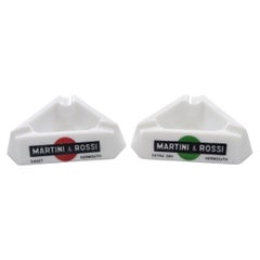 Martini & Rossi French Opalex Ashtrays, a Pair
