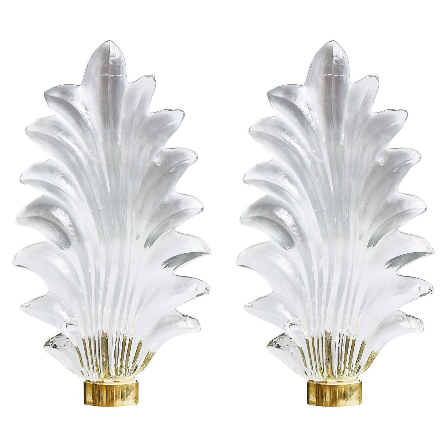 Pair of "Leaf" Sconces in Murano Glass by Studio Glustin For Sale