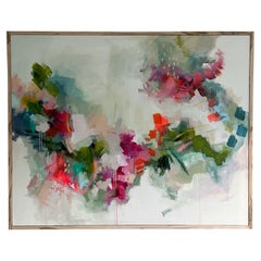 Large Abstract Art / Painting with Maple Frame, Acrylics on Canvas