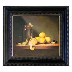 Still Life Painting with Lemons and Grapes Signed