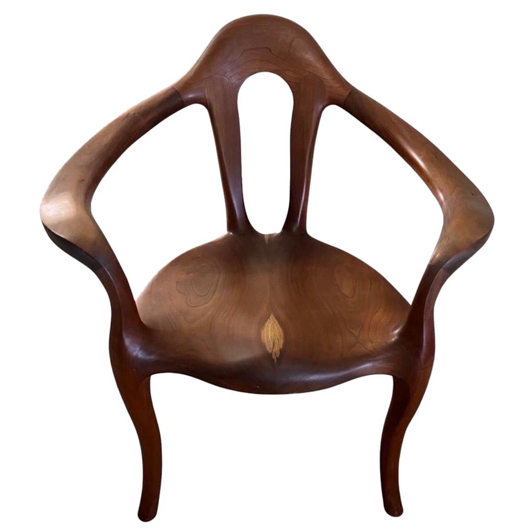 Sam Maloof Style “Female Form” Sculptural Walnut Modern Armchair For Sale