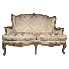 Vintage Sofa In Molded Wood And Carved With Flowers France Louis XV Style