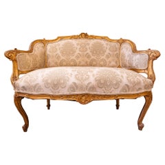 Beautiful 19th Century Louis XV Gilt Carved Small Settee