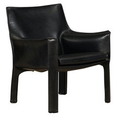 Mario Bellini for Cassina 'Cab 414' Leather Lounge Chair, Signed, circa 1980s