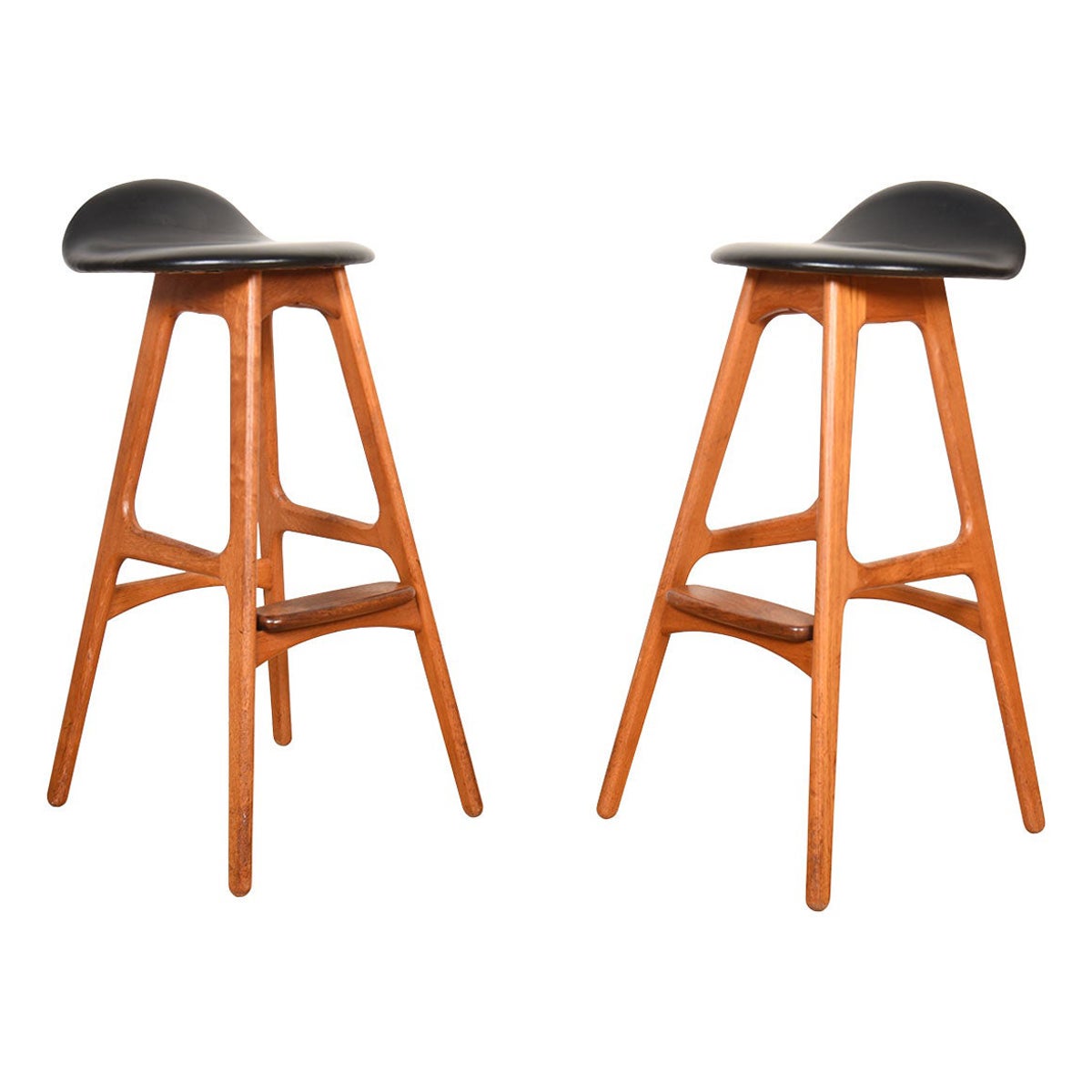 Pair of Danish Modern Teak Bar Stools at 1stDibs