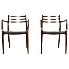Pair of Moller Danish Horn Arm-Chairs #62 in Brazilian Rosewood