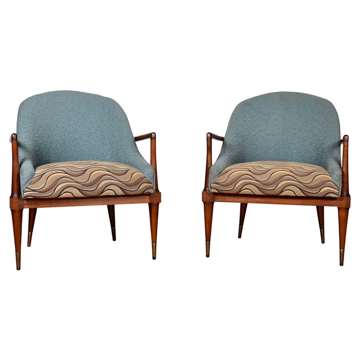 Fabulous Pair of Club Accent Chairs by T. H. Robsjohn-Gibbings For Sale