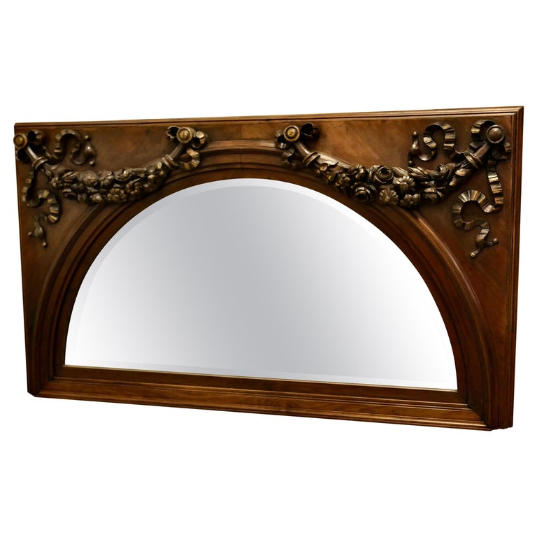 Superb Large Carved Walnut Over Mantel Mirror For Sale at 1stDibs