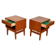 Pair of Danish Teak Nightstands End Tables with Finished Backsides