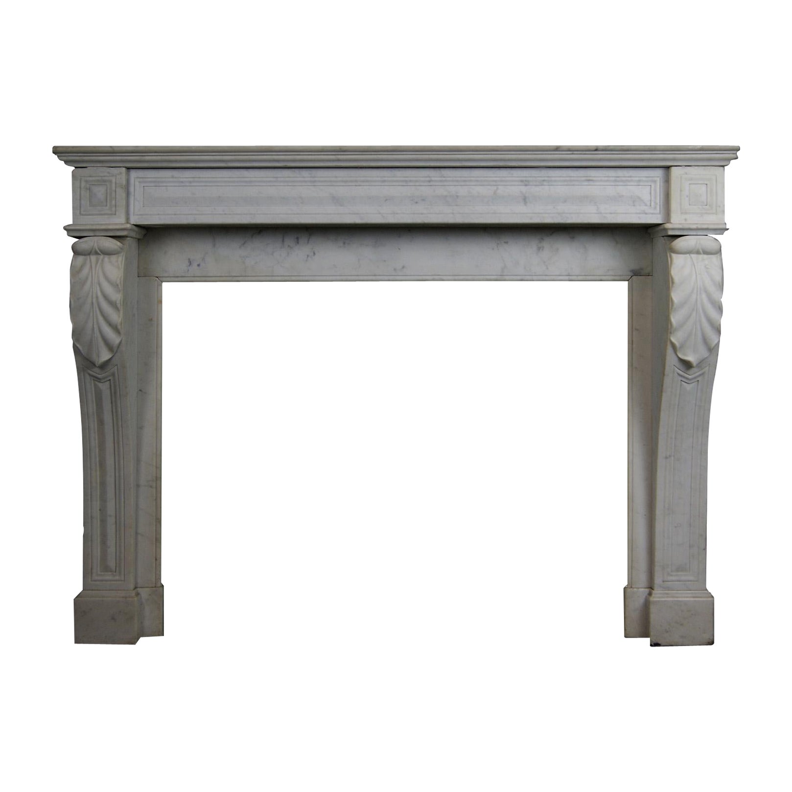 French Carrara Marble Fireplace in the Louis XVI Manner For Sale