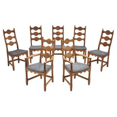 Vintage Set of Seven Oak Dining Chairs by Henning Kjærnulf, Denmark, 1960s