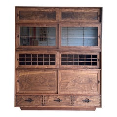 Nakashima Style Handmade Solid Walnut 2 Part Dining Room Cabinet/Hutch