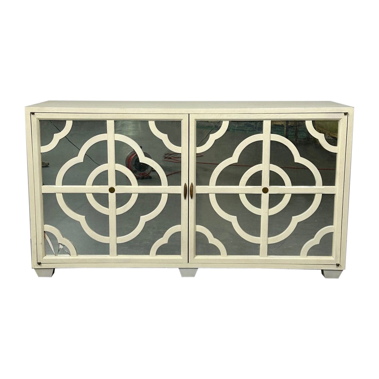 Modern White Decorative Mirrored Cabinet / Credenza / Dresser, American Design