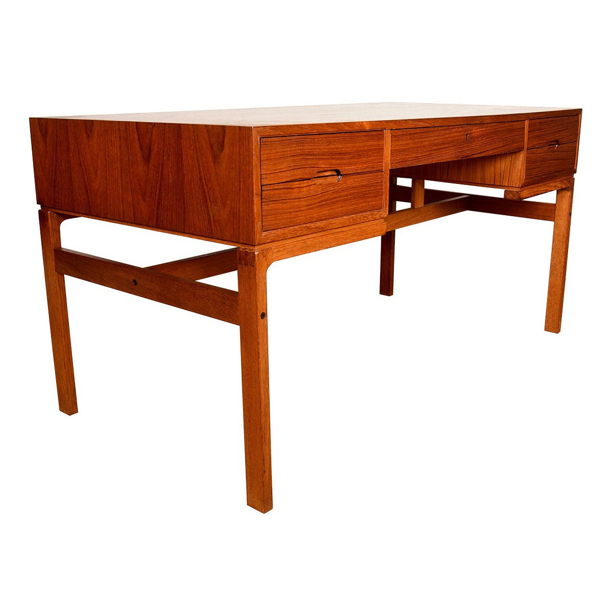 Danish Modern Teak Desk with Finished Display Shelf Front at 1stDibs
