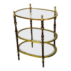 French Baques Style Three-Tier Glass and Bronze Etagere