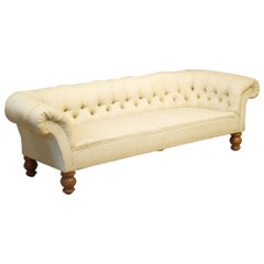 Victorian Deep Buttoned Scroll Arm Chesterfield Sofa