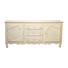 Antique 18th Century Oak Sideboard in Rustic White Paint