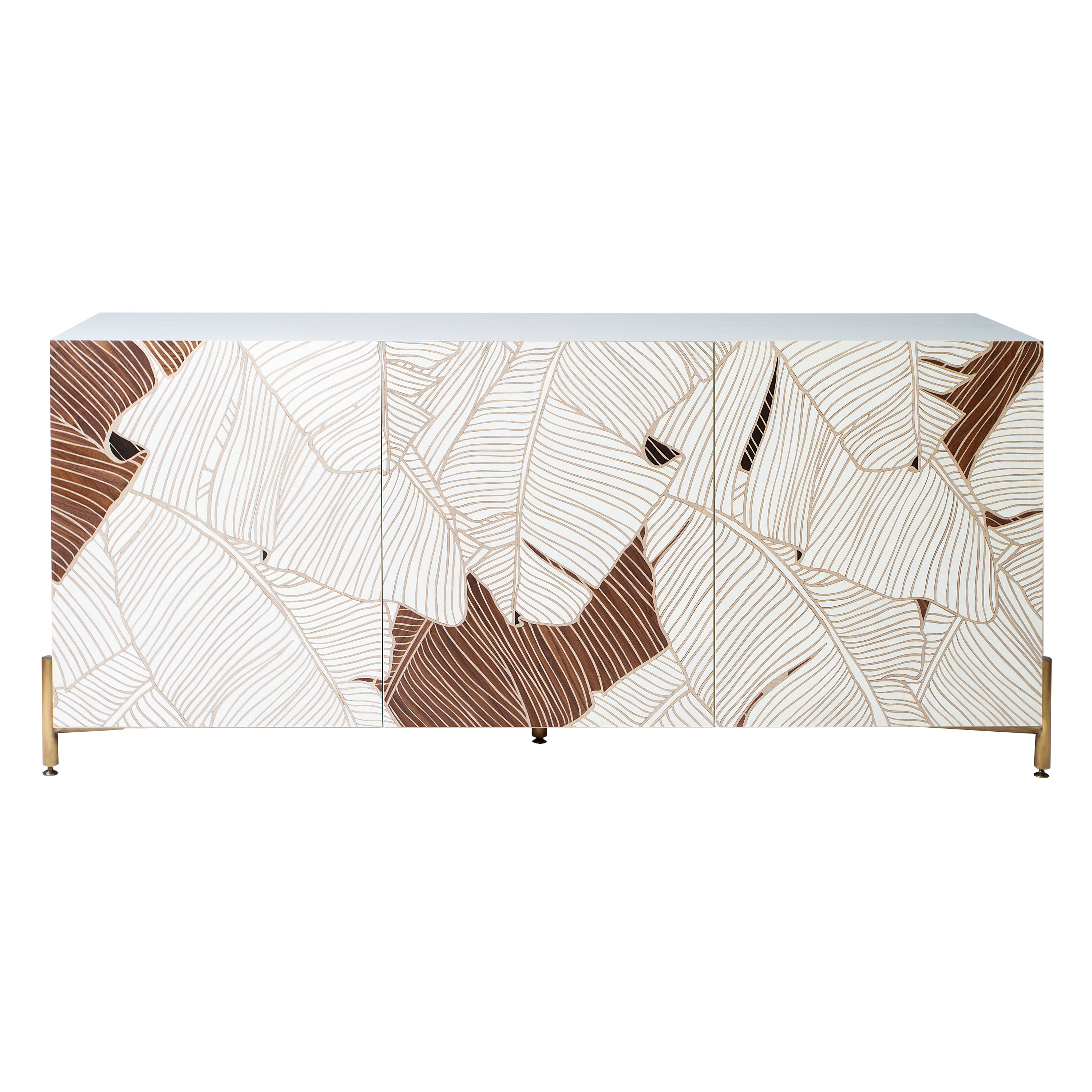 Sideboard mit Intarsien aus weißem Ahornholz Canaletto Ziricote, Hebanon, Italien, 21. Jahrhundert