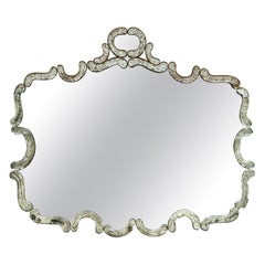 Venetian Gold Inclusion Scalloped Beveled Border Mirror, Aged Mirror  