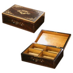 Scatola per gioielli Boulle decorativa in legno di palissandro Napoleone III del XIX secolo