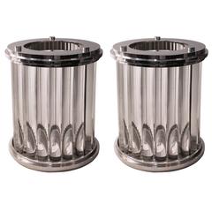 Polished Nickel and Glass Tube Hurricanes