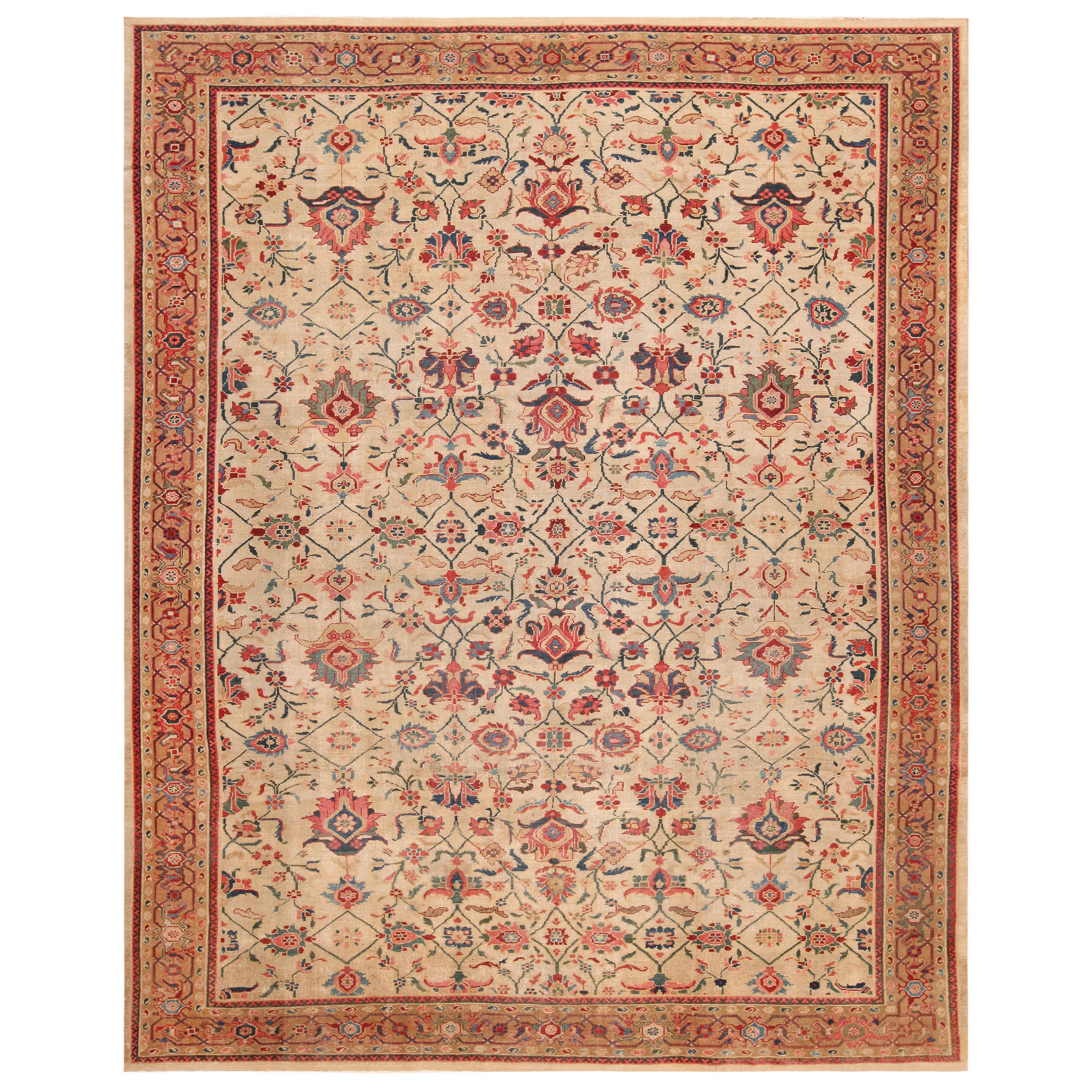 Antique Persian Sultanabad Rug. 9 ft 3 in x 11 ft 3 in For Sale