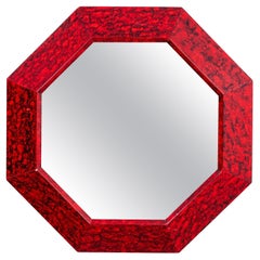 Mid-Century Octagonal Faux Tortoise Mirror
