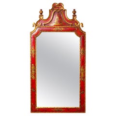 Baroque Style Red and Gilt chinoiserie Mirror