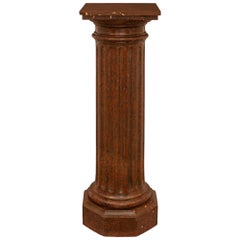 Italian 19th Century Louis XVI St. Scagliola and Rouge Griotte Marble Pedestal