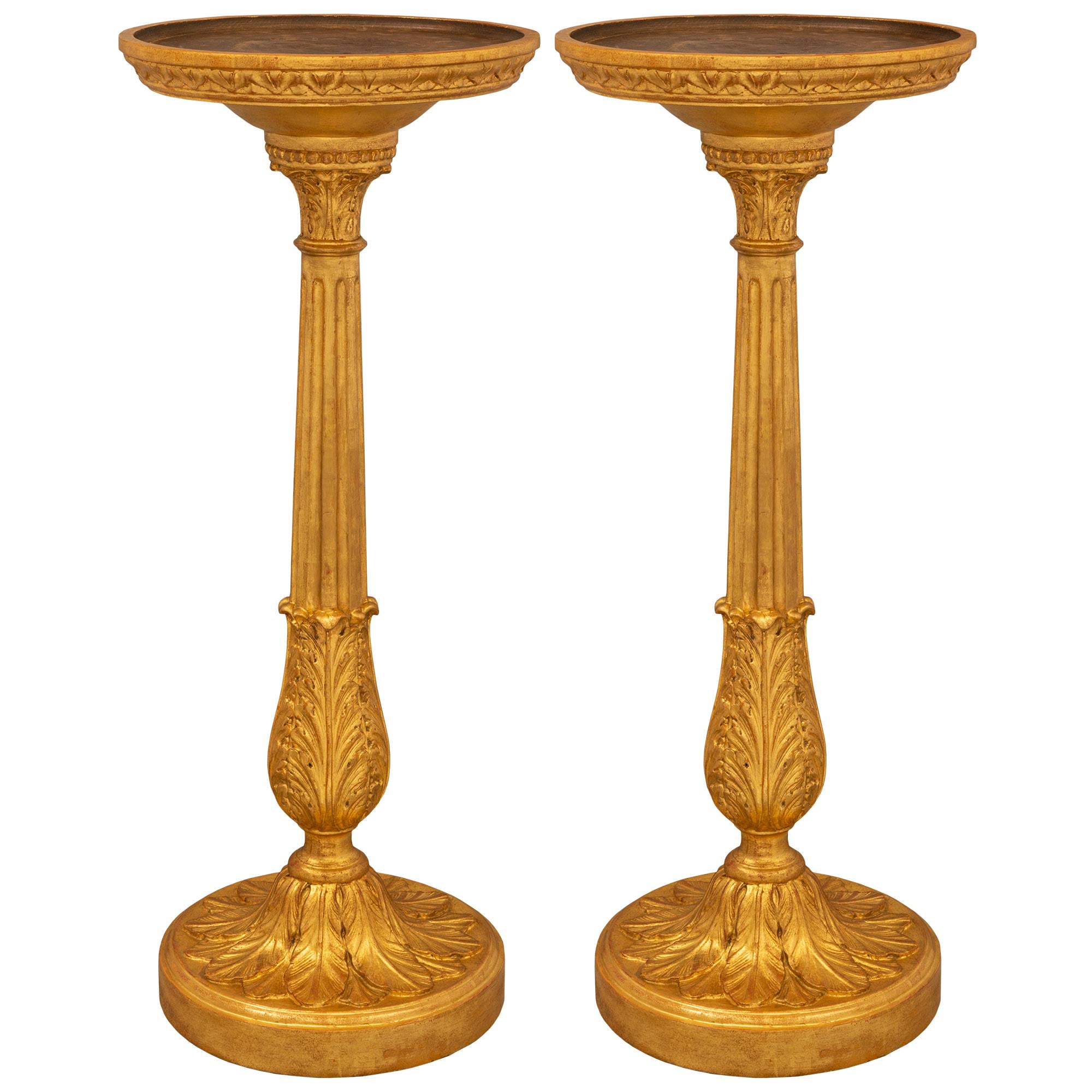 Pair of French 18th Century Louis XVI Period Giltwood & Patinated Wood Pedestals For Sale