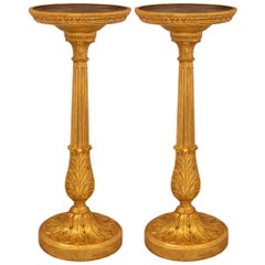 Pair of French 18th Century Louis XVI Period Giltwood & Patinated Wood Pedestals