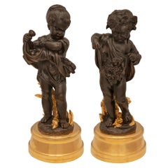 True Pair of French 19th Century Louis XVI St. Bronze & Ormolu Statues