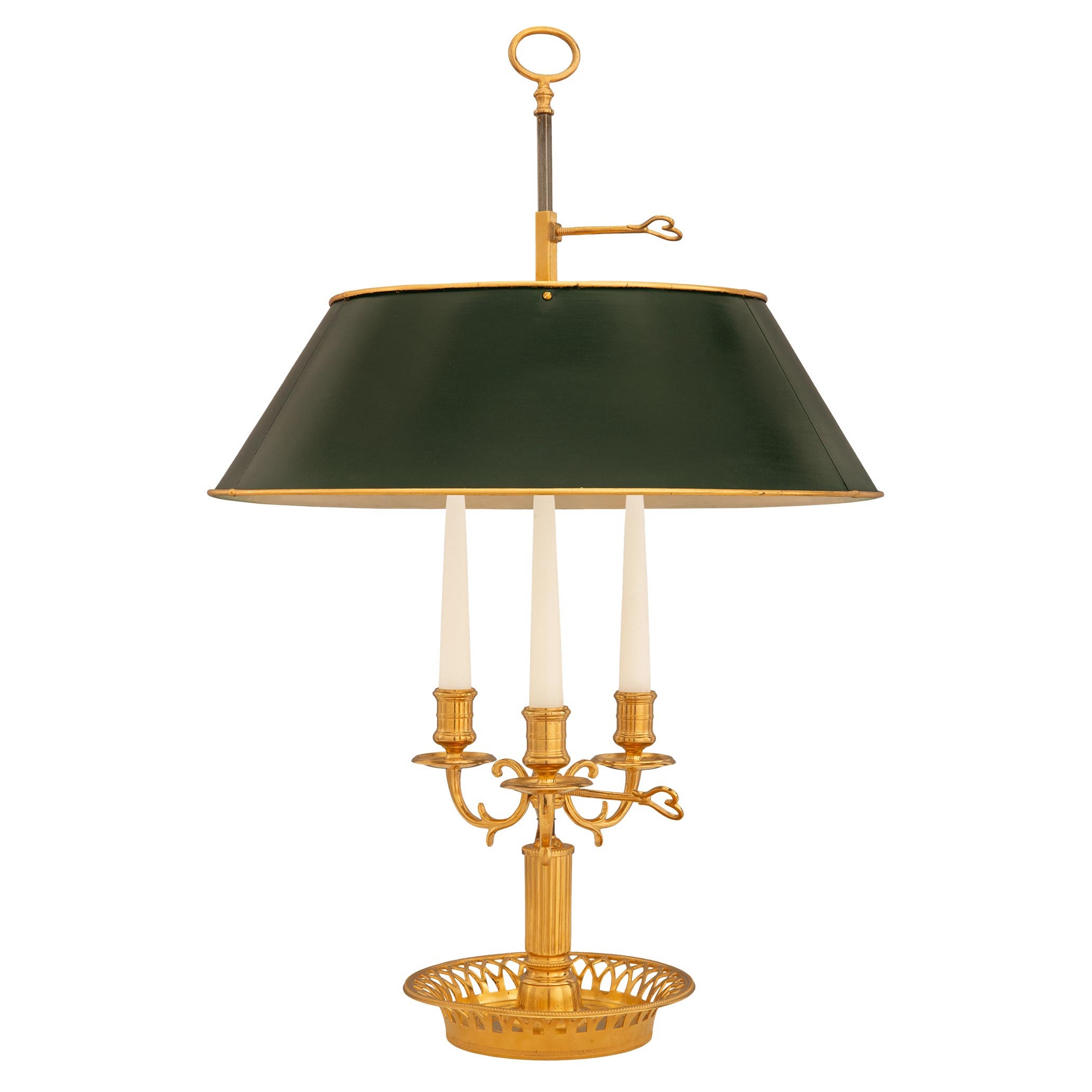 Französische Bouillotte-Lampe aus Goldbronze im Louis-XVI-Stil des 19. Jahrhunderts