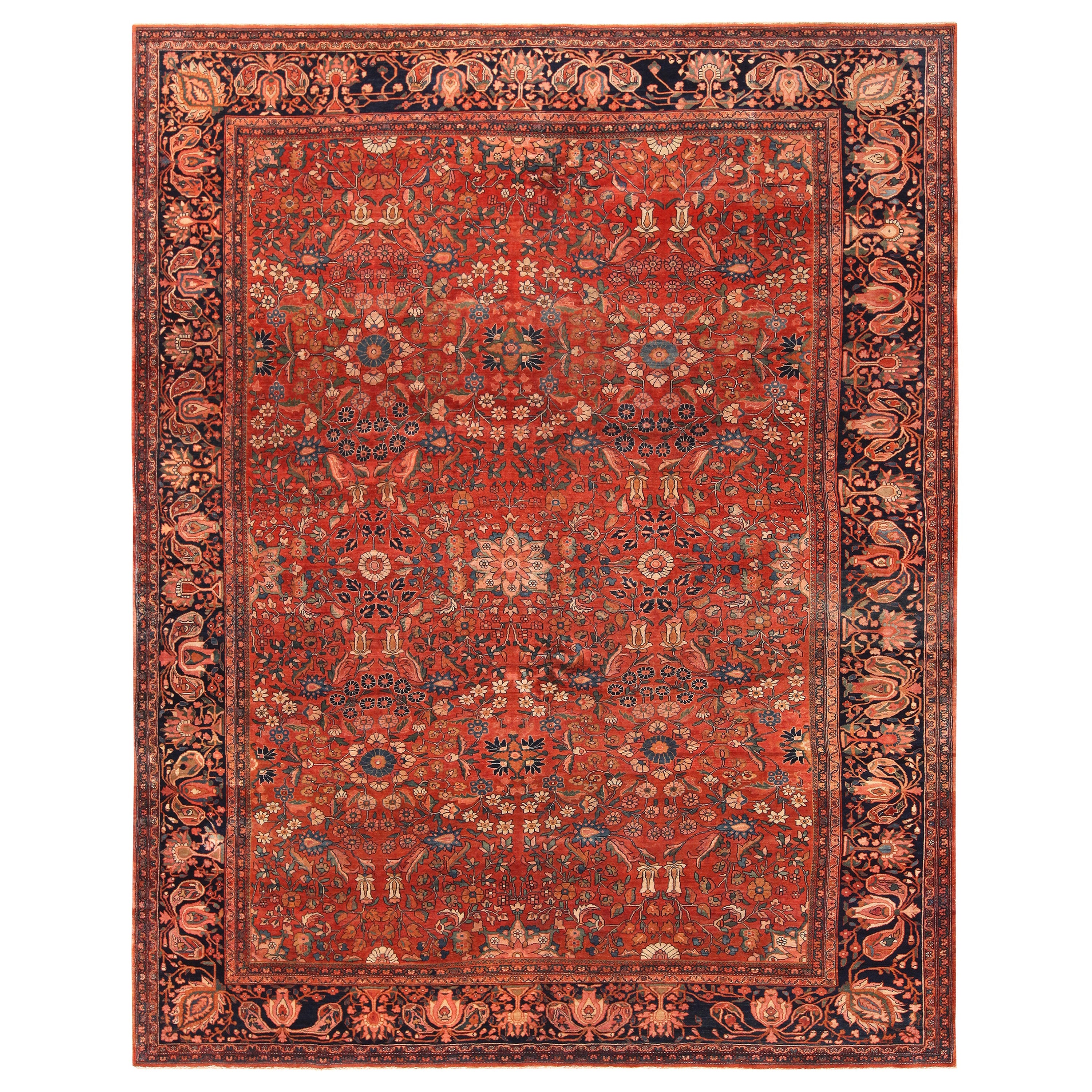 Antiker persischer Sarouk Farahan-Teppich aus Sarouk. 9 Fuß 3 Zoll x 11 Fuß 6 Zoll