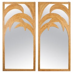 Paire de miroirs en bambou style 20ème siècle