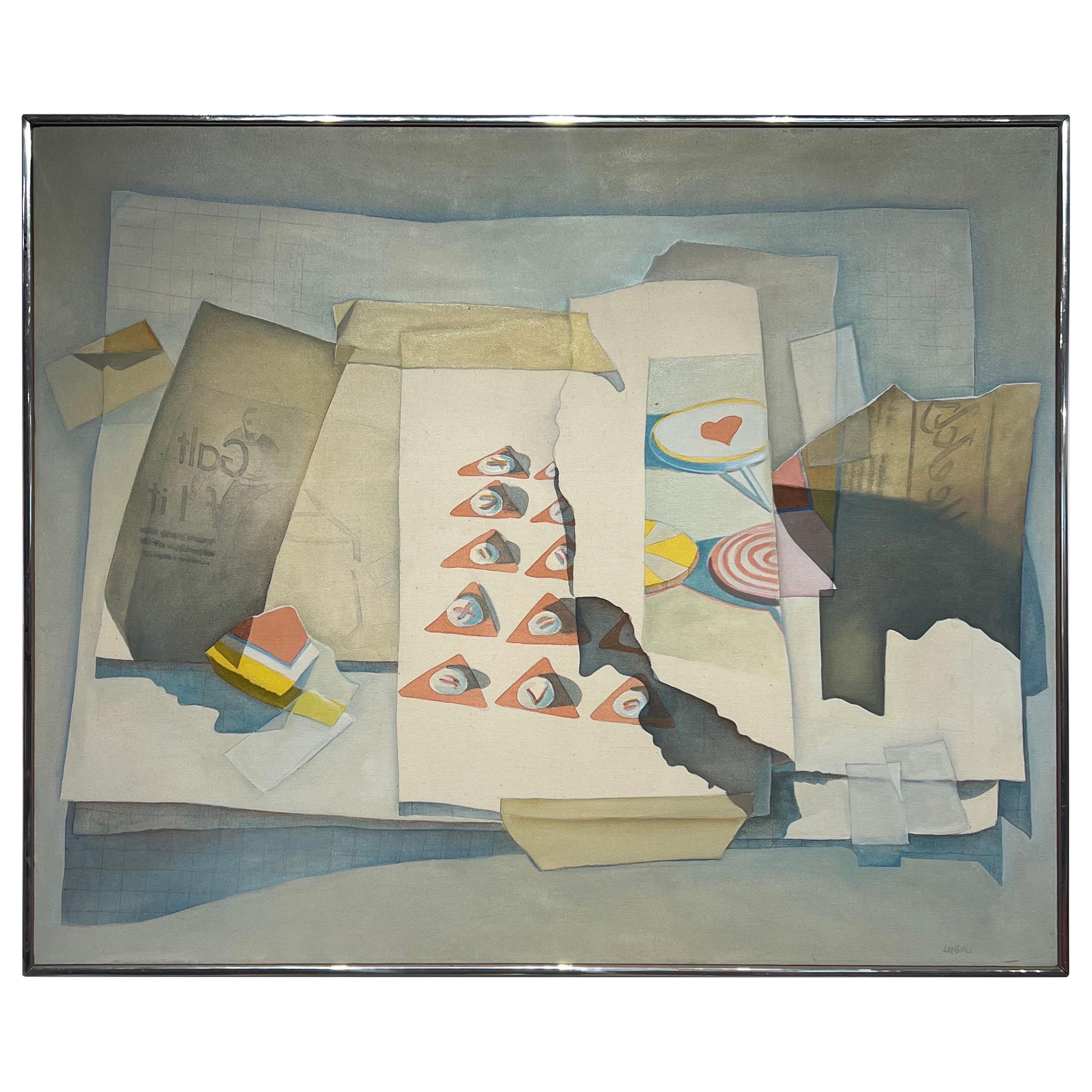 Huile sur toile abstraite Laureen Landau Torn Thiebaud des années 1970 en vente