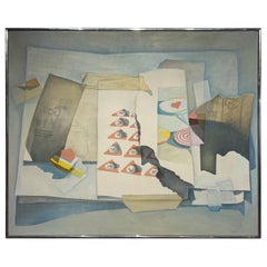 Retro Laureen Landau “Torn Thiebaud” Abstract Oil on Canvas, 1970s