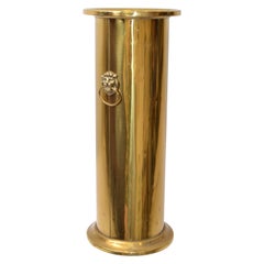 French Solid Brass Umbrella Stand Lion Mouth Ring Pulls Louis XVI Style 1930