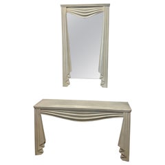 Vintage Drapped Swag Console Table & Wall Mirror Dorothy Draper Style