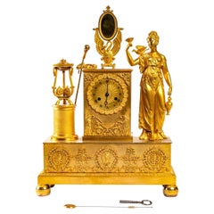 Antique Pendulum Gilt Bronze with Mercury-Allegory of Water - Empire-Period: Early Xixth