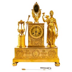 Pendule en bronze doré avec allégorie de la mer de Mercure - Empire-Period : début du XIXe siècle
