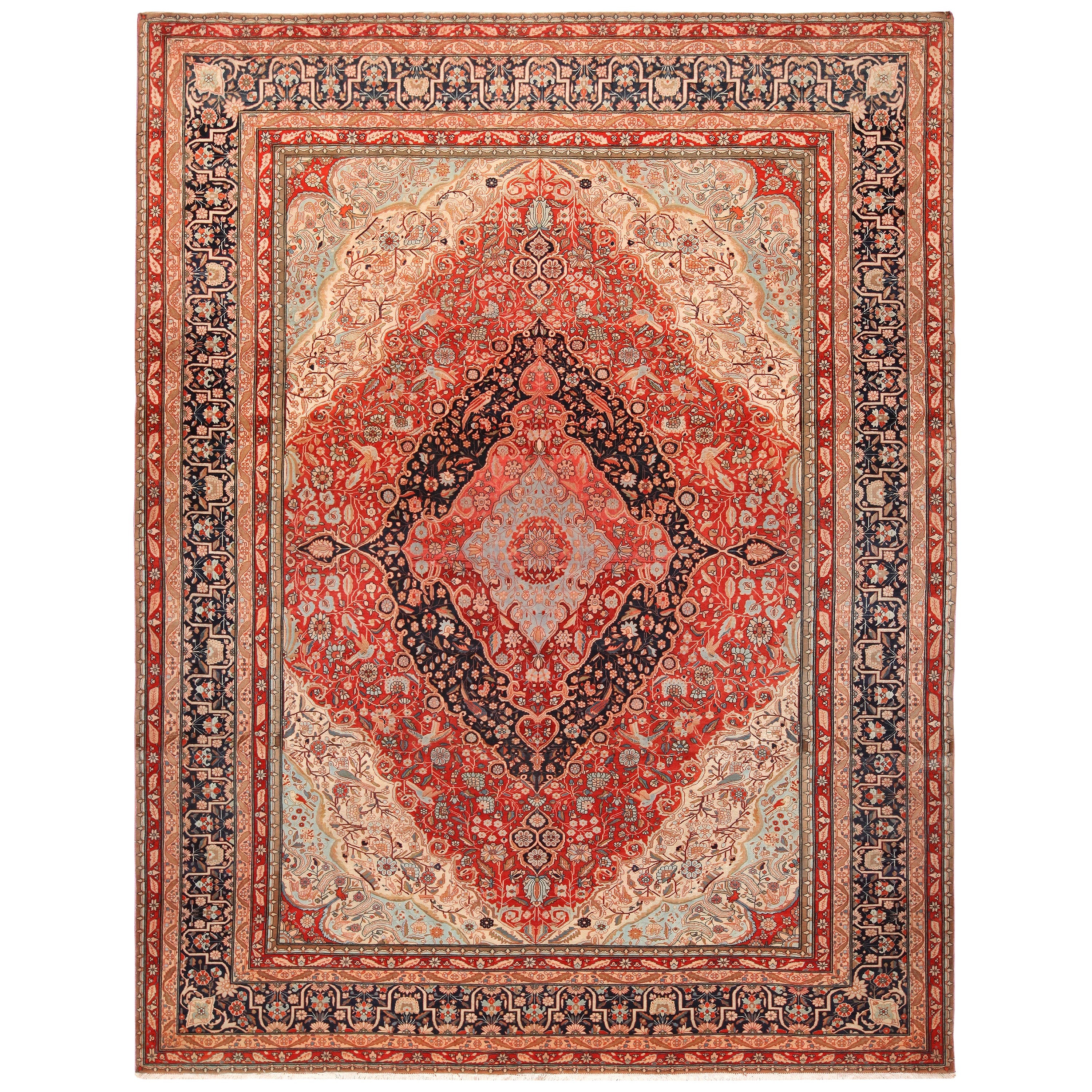 Antique Persian Mohtasham Kashan Rug. 8 ft 9 in x 11 ft 2 in For Sale