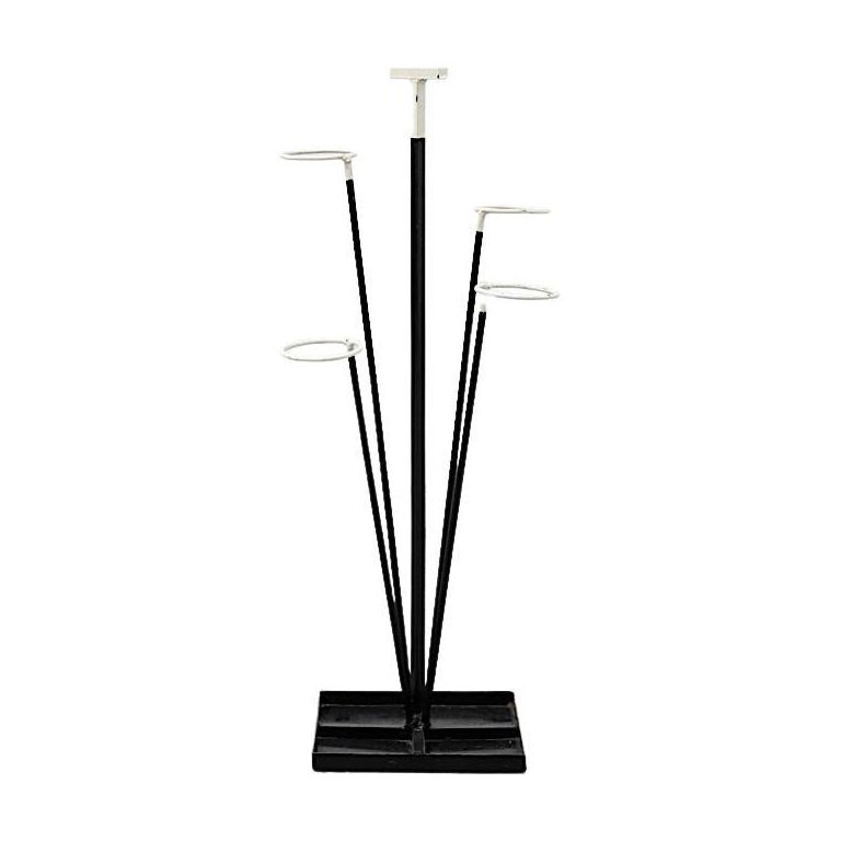 Pilastro or Mategot Inspired Umbrella or Plant Stand in Black and White Metal For Sale