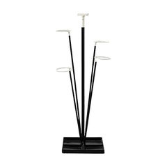 Retro Pilastro or Mategot Inspired Umbrella or Plant Stand in Black and White Metal