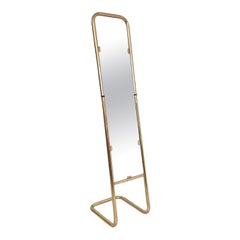 Italian Brass Floor Mirror, 1970s